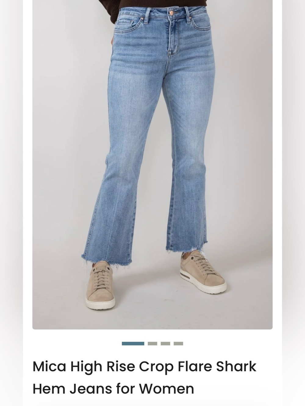 Mica High-Rise Crop Flare Shark Hem Jeans - Light Blue